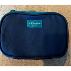 mb greene Canvas Travel Jewelry Case with Velvet Lining, Blue/Turquoise